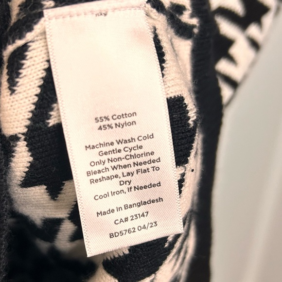 Talbots Womens Sweater Vest MP Black White Houndstooth V Neck Knit Pullover - Picture 5 of 6